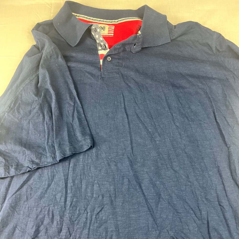 Lee Brand Men's Size 4XB (4XL BIG) Blue Polo Shirt American Flag